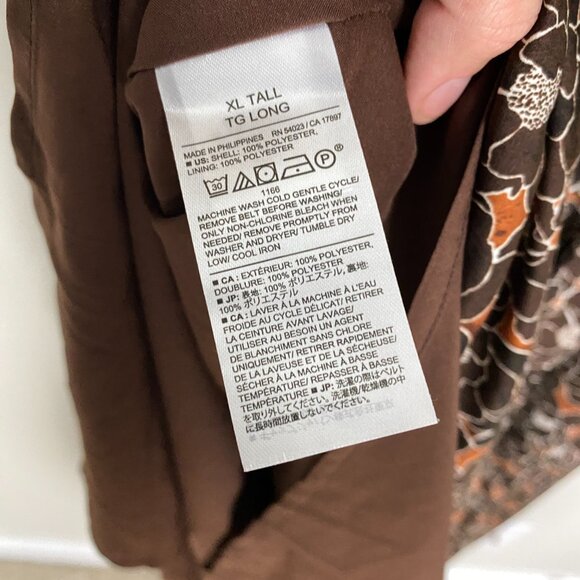 Banana Republic Floral Halter Style Midi Dress Women XL Tall Rustic Brown Belted - Picture 10 of 11